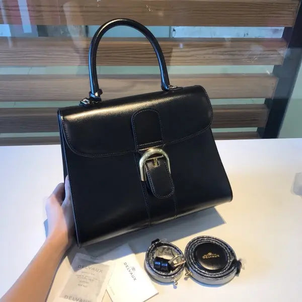 델보 브리앙 복스가죽 MM (블랙 금장)